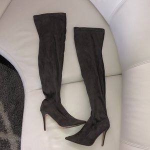 Cape Robbin Gray Faux Suede Thigh High Boots
